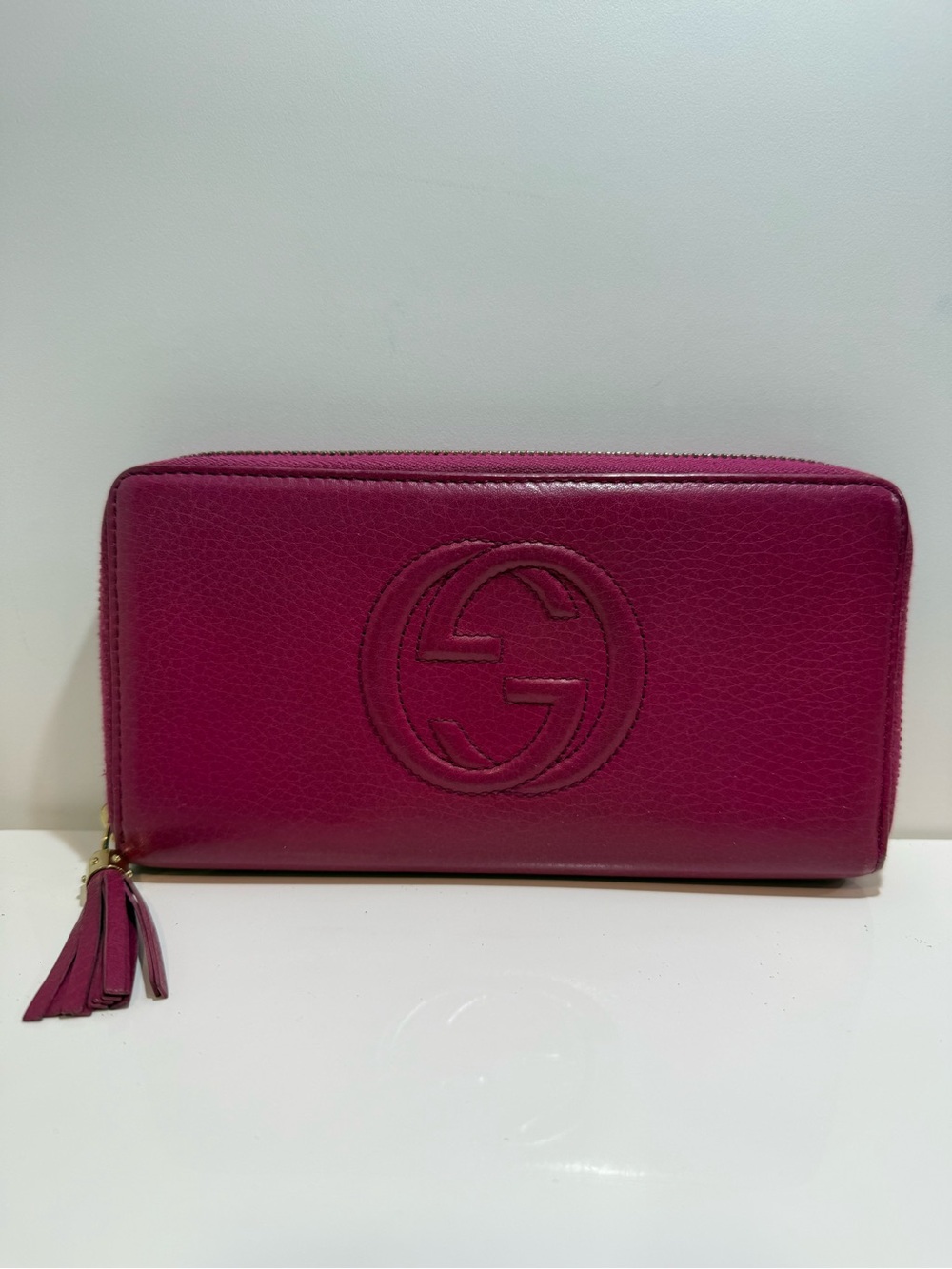 Gucci Zip-Around Tassel Wallet in Deep Fuchsia